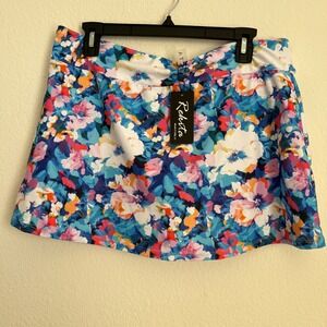 Rekita Floral Swim Skirt XL | Colorful Athletic Skort Bikini Bottom Summer Beach